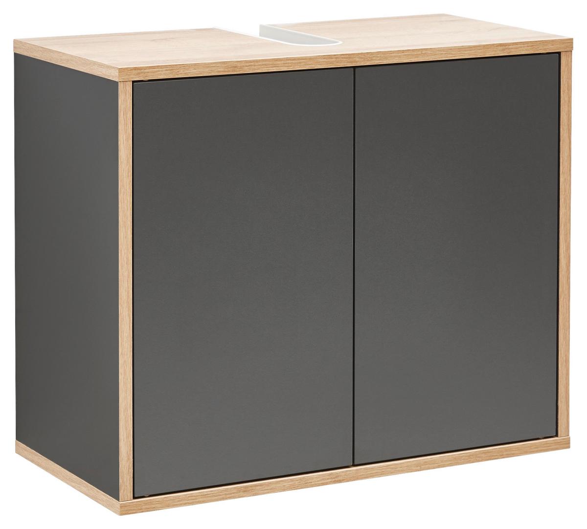 Waschbeckenunterschrank "Finn" anthrazit - Eichefarben/Anthrazit, MODERN, Holzwerkstoff (60/50/30,5cm) - MID.YOU