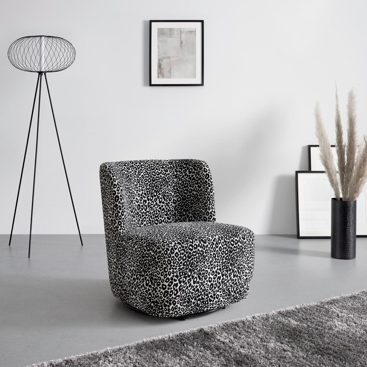 Designsessel Baca Schwarz/Weiß drehbar - Schwarz/Weiß, LIFESTYLE, Holz/Textil (66/75/72cm) - Mömax
