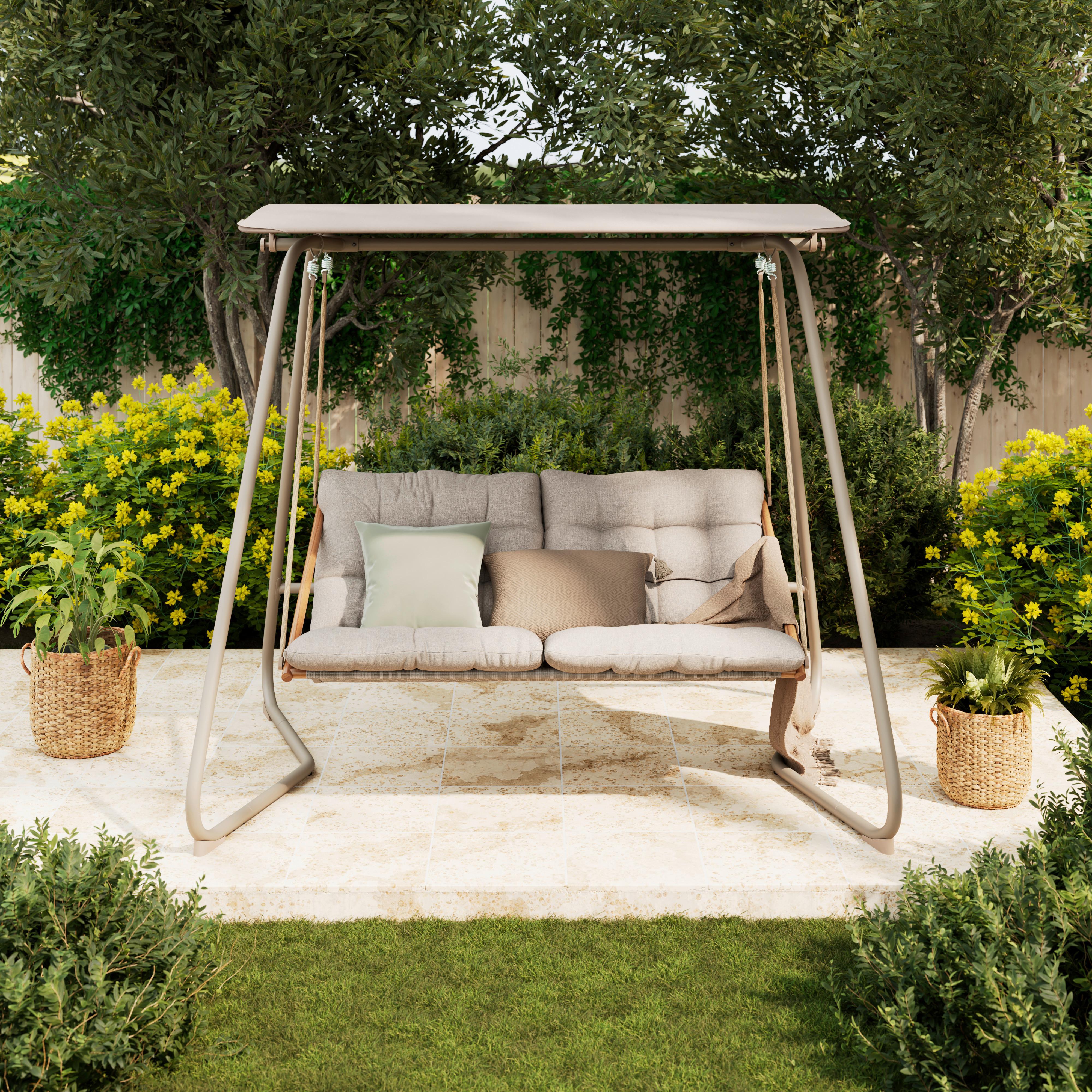 Hollywoodschaukel Carina Braun/Grau/Hellgrau - Hellgrau/Braun, MODERN, Textil/Metall (214/154/202cm) - Mömax