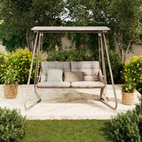 Hollywoodschaukel Carina Braun/Grau/Hellgrau - Hellgrau/Braun, MODERN, Textil/Metall (214/154/202cm) - Mömax