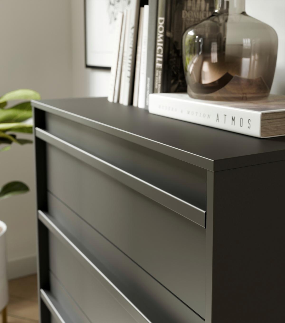 Comodă CLEO - negru, Modern, material pe bază de lemn (78,4/94,4/42cm) - Modern Living