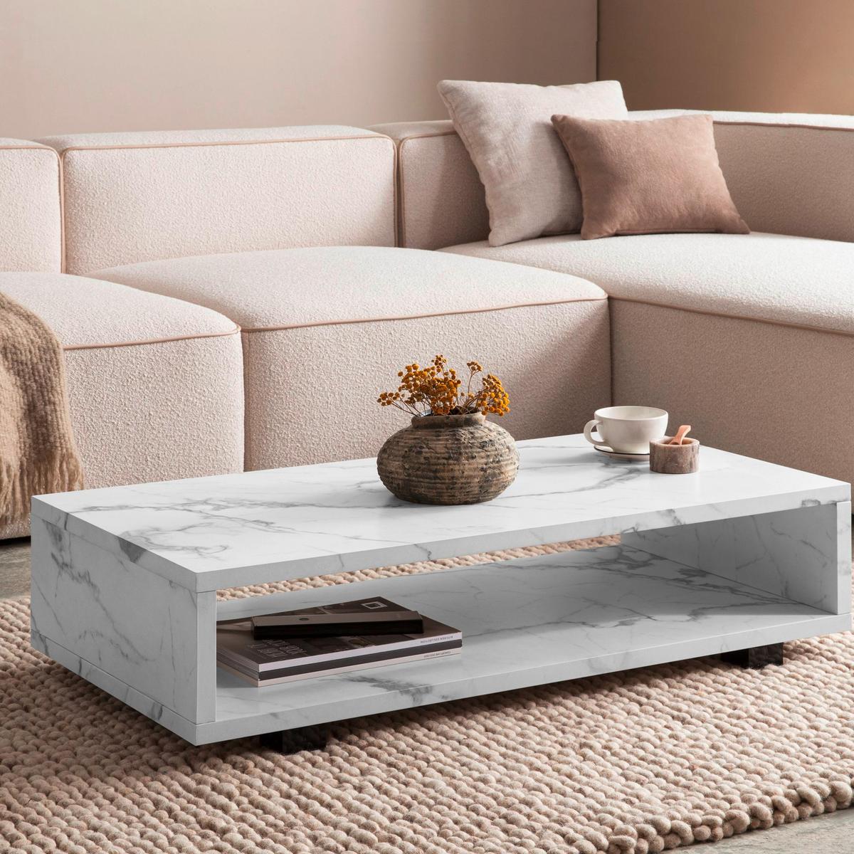 Couchtisch Wl6.937 - Weiss/Schwarz, Design, Holzwerkstoff/Kunststoff (100/50/25cm) - Livetastic