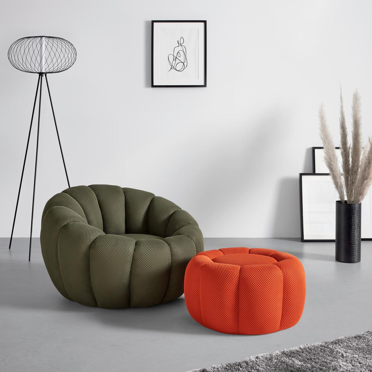 Hocker Flower in Meshstoff Orange - Orange, LIFESTYLE, Holz/Holzwerkstoff (58/58/31cm) - Mömax