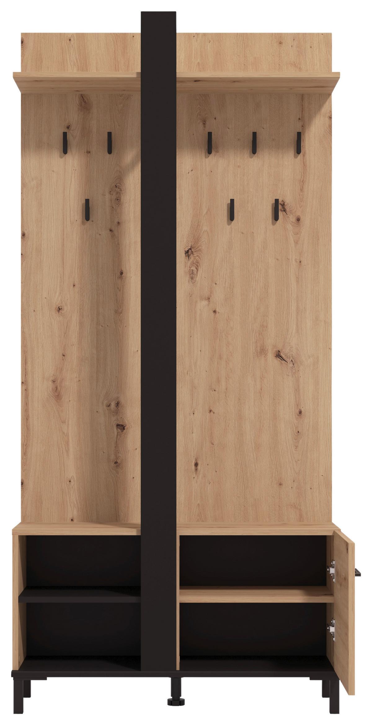 Előszobafal Capitello - fekete/Artisan tölgy, Modern, faalapú anyag (89,5/191/33cm)