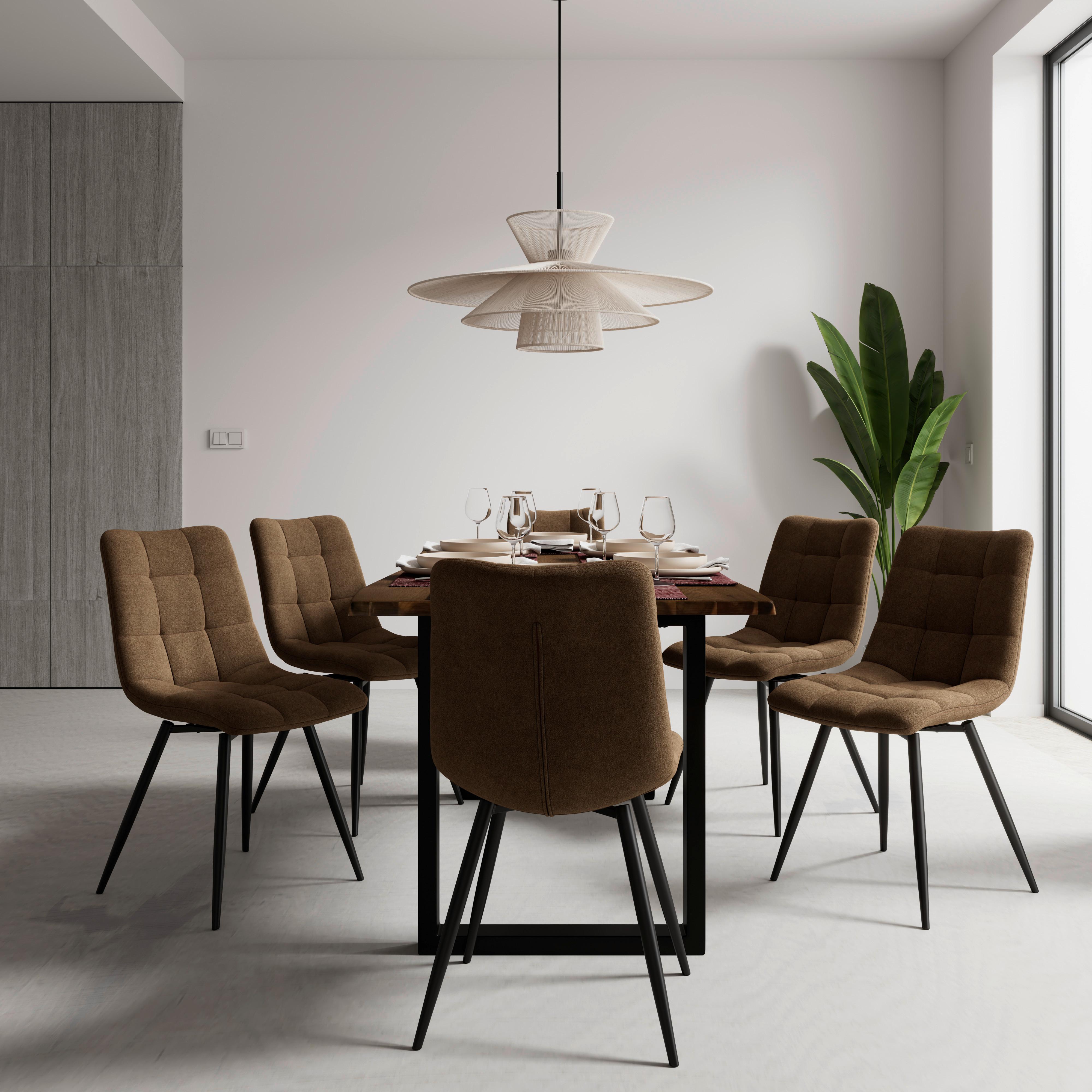 STOL SURI - ljusgrå/brun, Modern, metall/trä (46/88/62cm) - Bessagi Home