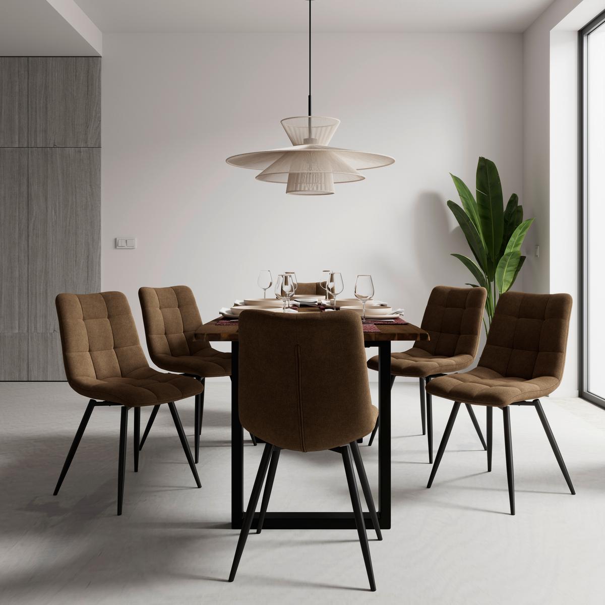 Stuhl Suri Braun Chenille Drehbar Gepolstert - Hellgrau/Schwarz, MODERN, Holz/Textil (46/88/62cm) - Bessagi Home