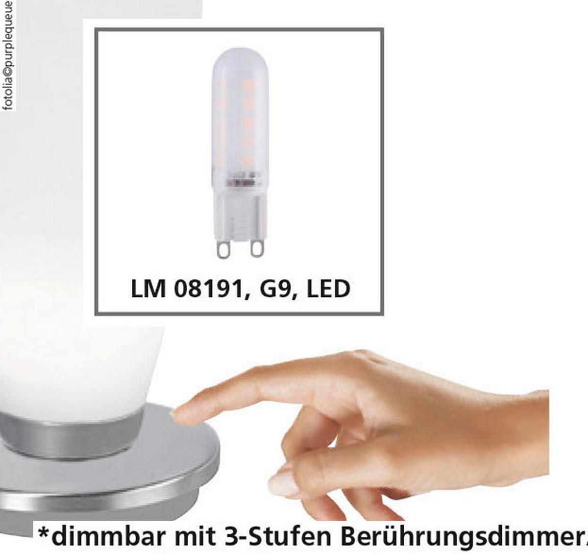 LED-Tischleuchte 4027-55 max. 1xG9,3 Watt - Weiß/Nickelfarben, KONVENTIONELL, Glas/Metall (11/11/34cm) - Paul Neuhaus