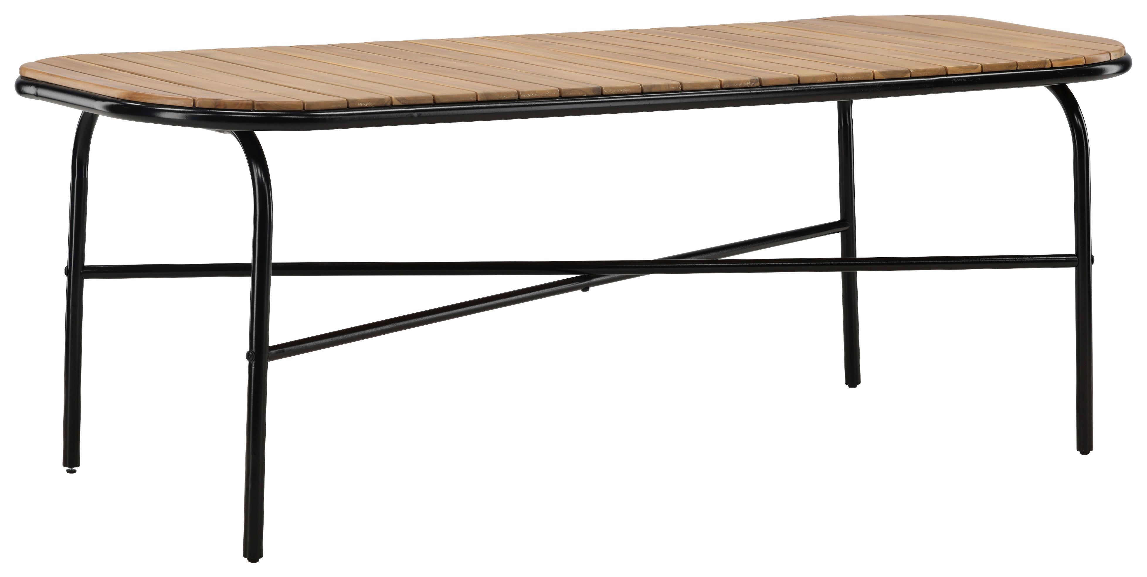 Gartentisch Holmbeck ca. 200x90x75cm Schwarz/Akazie - Schwarz, KONVENTIONELL, Holz/Metall (200/90/75cm) - Gardenson