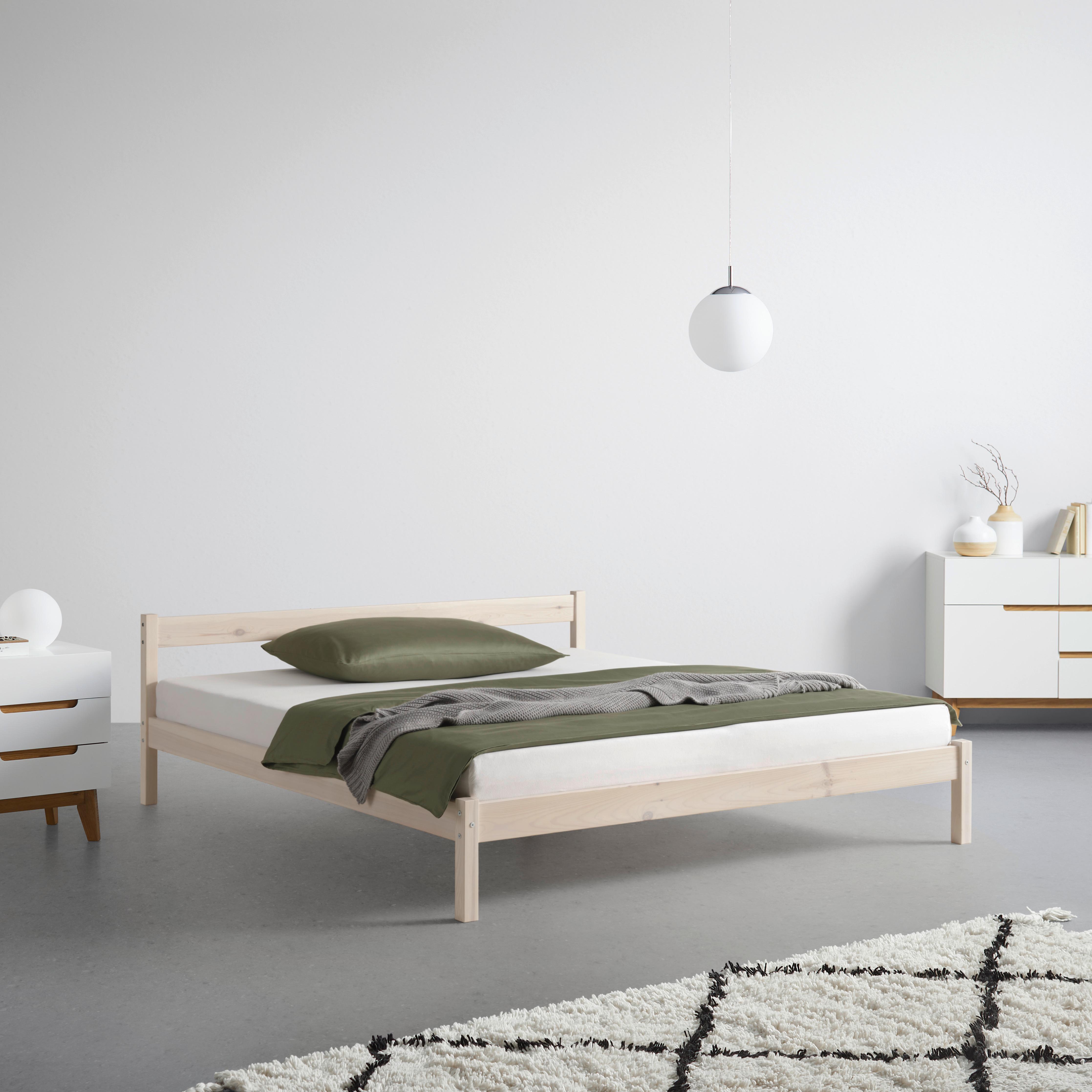 Bett Base 180 Weiß ca. 180x200cm - Weiß, KONVENTIONELL, Holz (187/70/209cm) - Based
