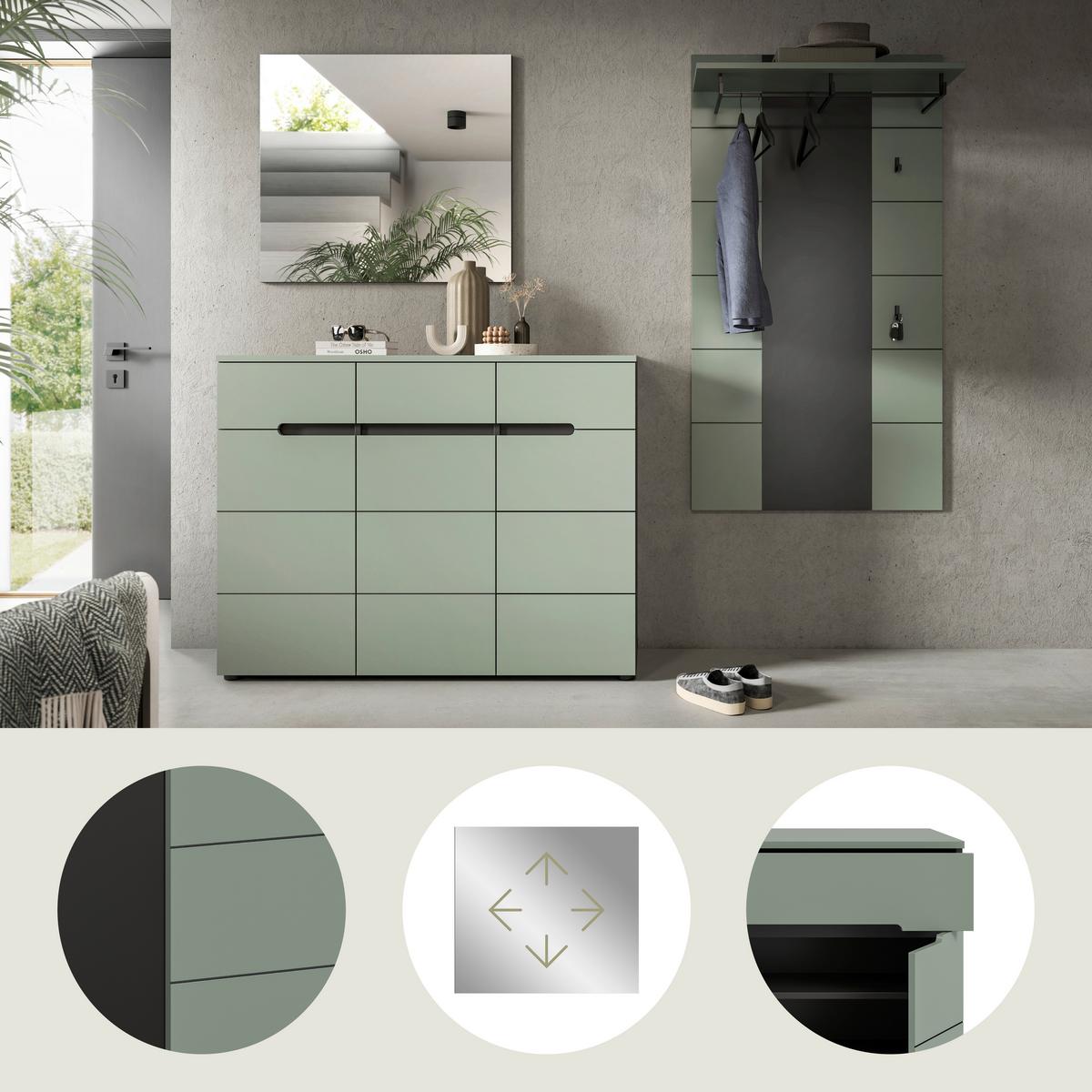 Predsoba Canu, Sivozelena, 3-Delna - siva/sivozelena, Design, leseni material (215/190/37cm) - Livetastic