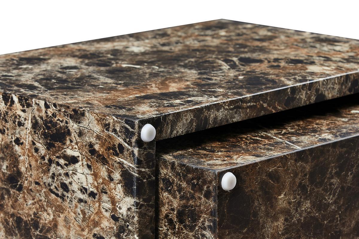 Set Klubskih Mizic Marble, Rjava, 2-Delni - rjava, Design, leseni material (58-50/58-50/40-33cm) - Livetastic