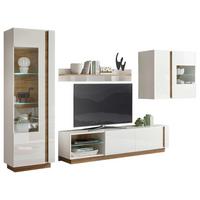 Wohnwand Clair Weiß/Eichefarben - Eichefarben/Weiß, Design, Glas/Holzwerkstoff (315/194/40cm) - MID.YOU