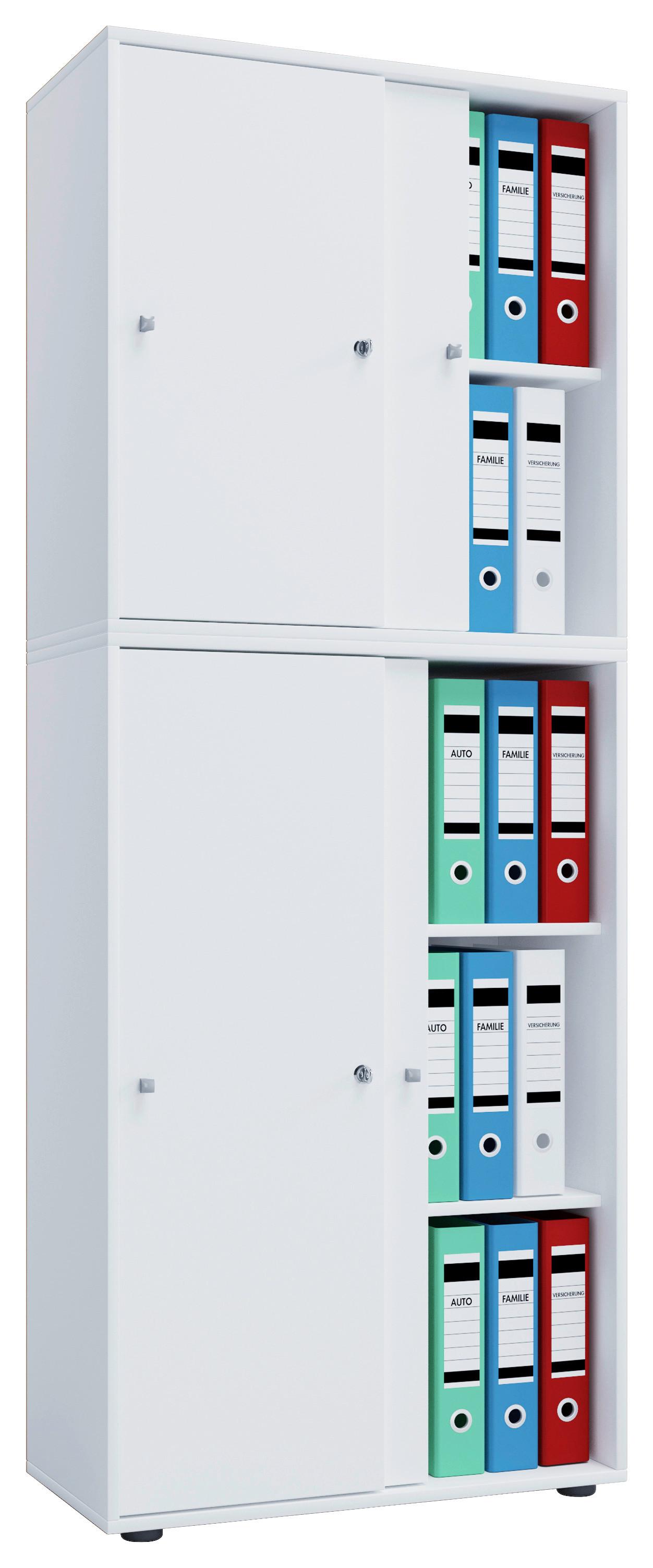 Pisarniška Omara Lona Xxl, Bela - bela, Basics, leseni material (70/183/37cm) - MID.YOU