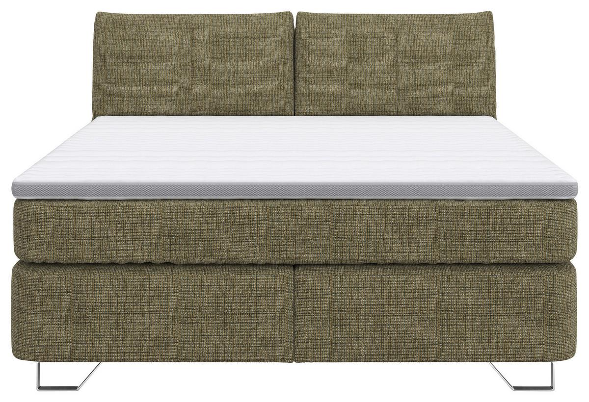 Boxspringbett Tabea Grün ca. 180x200cm - Alufarben/Grün, KONVENTIONELL, Karton/Naturmaterialien (180/200cm) - Premium Living