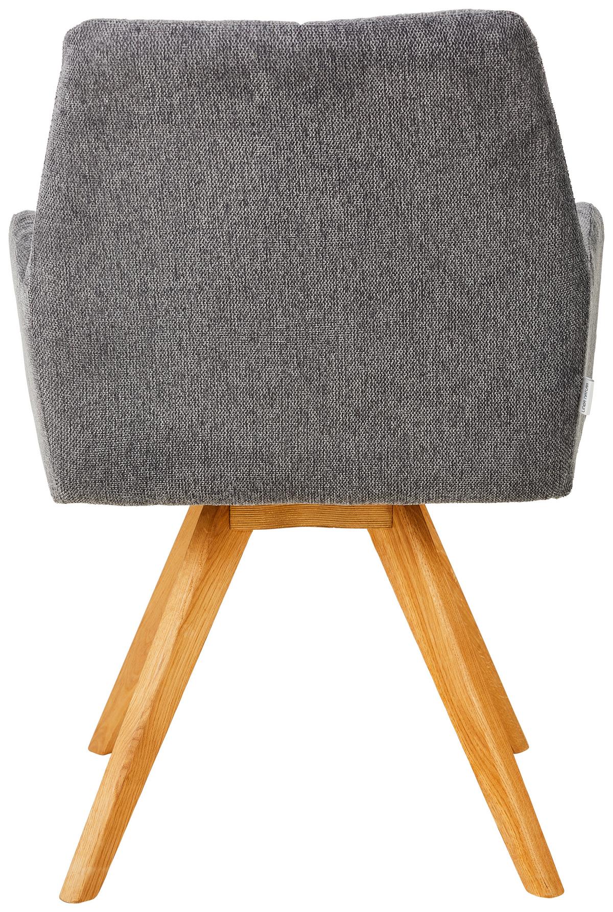 KRZESŁO Z PODŁOKIETNIKAMI PISA - kolor dębowy/antracytowy, Konventionell, drewno/tkanina (62/87,5/68,5cm) - Linea Natura