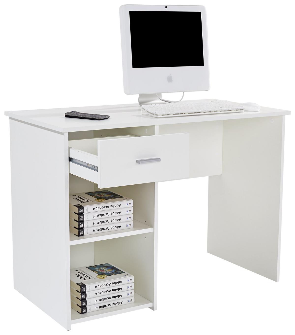 Íróasztal Fehér 1 Fiókkal Kubek 2 - fehér, Modern, faalapú anyag (110/75/50cm)