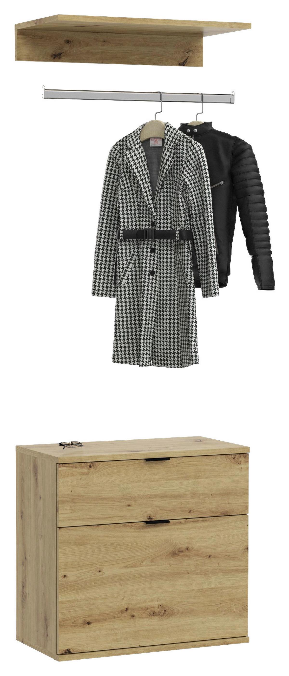 Garderobe Projekt X 2-teilig ca.60x61x34cm Eichefarben - KONVENTIONELL, Holzwerkstoff (60/61/34cm) - MID.YOU