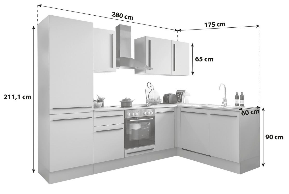 Eckküche Denver ca.280x175 cm Grau - Eichefarben/Schwarz, Design, Holzwerkstoff/Kunststoff (280/175cm) - P & B