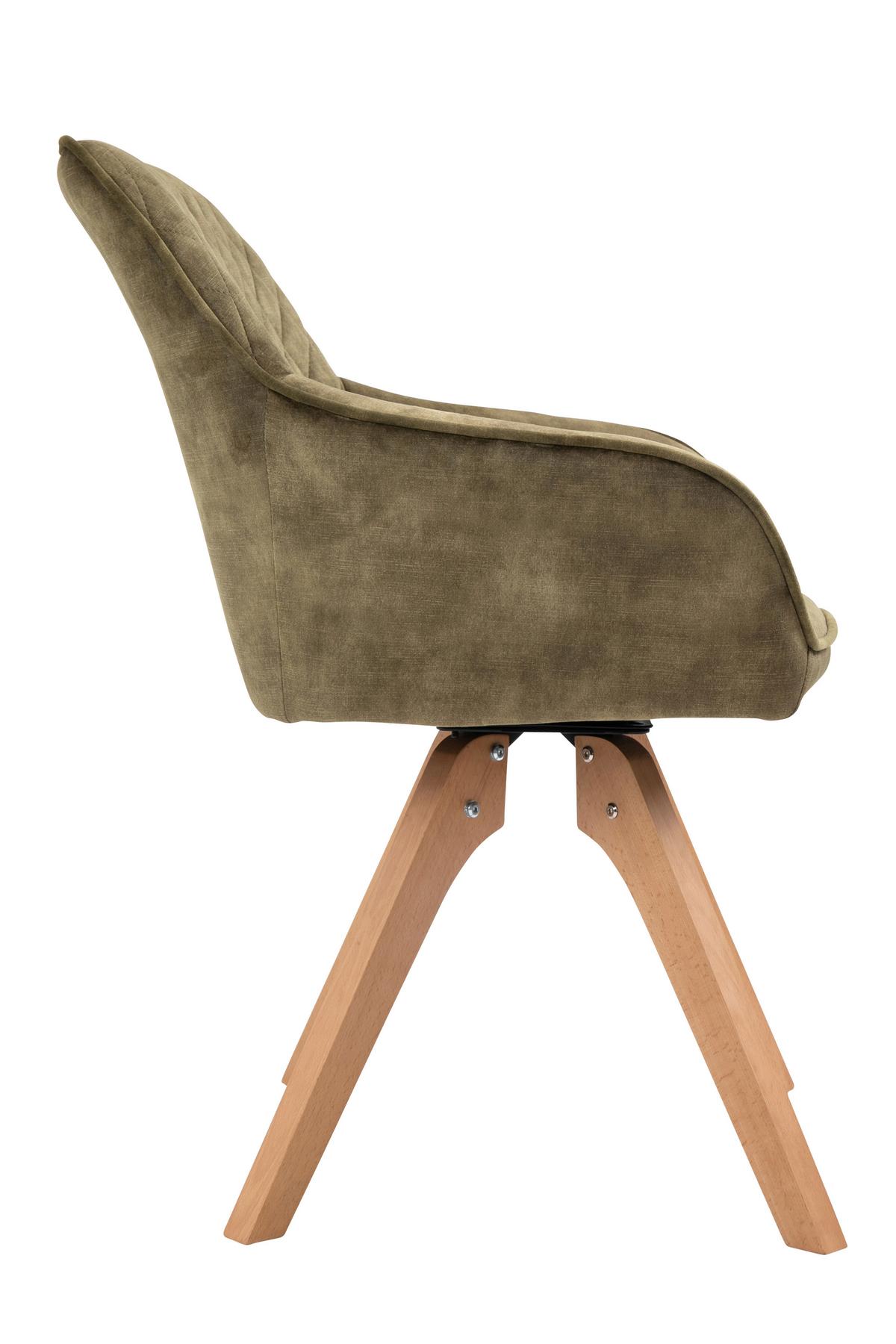 Naslanjač Samt, Zelena, Vrtljiv - barve hrasta/zelena, Moderno, tekstil/les (59/85/61cm) - Livetastic