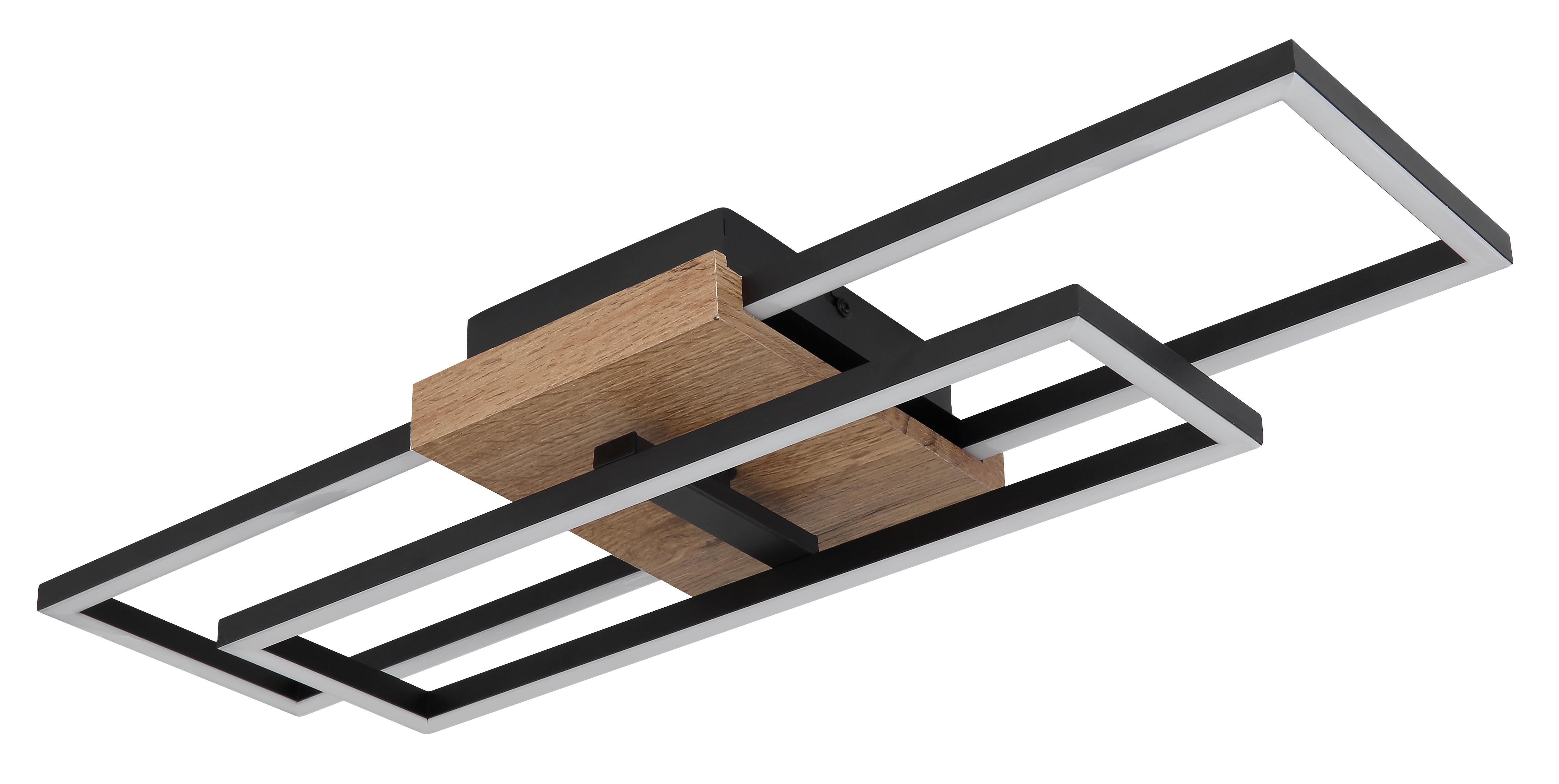 LED-DECKENLEUCHTE 67276-18 KENDRA - Weiss/Dunkelbraun, Design, Holzwerkstoff/Kunststoff (60/15/10cm) - Globo