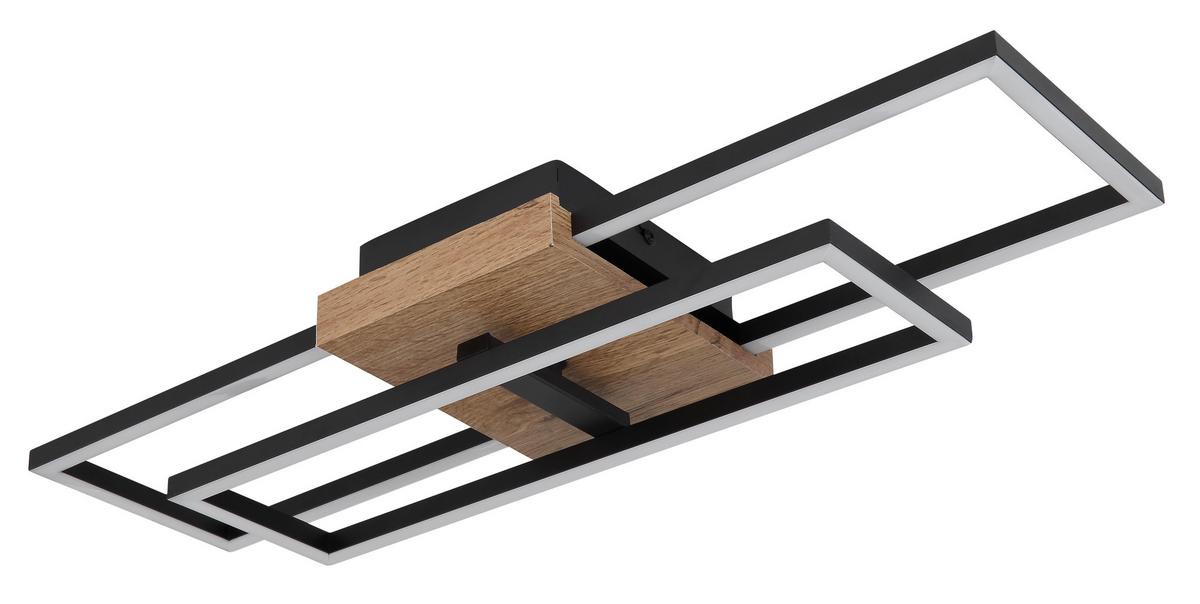 LED-DECKENLEUCHTE 67276-18 KENDRA - Weiss/Dunkelbraun, Design, Holzwerkstoff/Kunststoff (60/15/10cm) - Globo