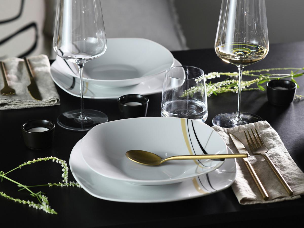 Komiservice Square City Line Weiß, 62-teilig - Weiß, Trend, Keramik - Creatable