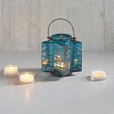 Teelichthalter Celine Ø/h ca. 18/17,33 cm - Blau/Schwarz, MODERN, Glas/Metall (18/17,33cm) - Mömax modern living