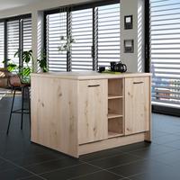 Kücheninsel IP2200 o. Geräte Eichefarben - Eichefarben/Schwarz, Basics, Holzwerkstoff/Metall (123,4/91,8/96,6cm) - Impuls