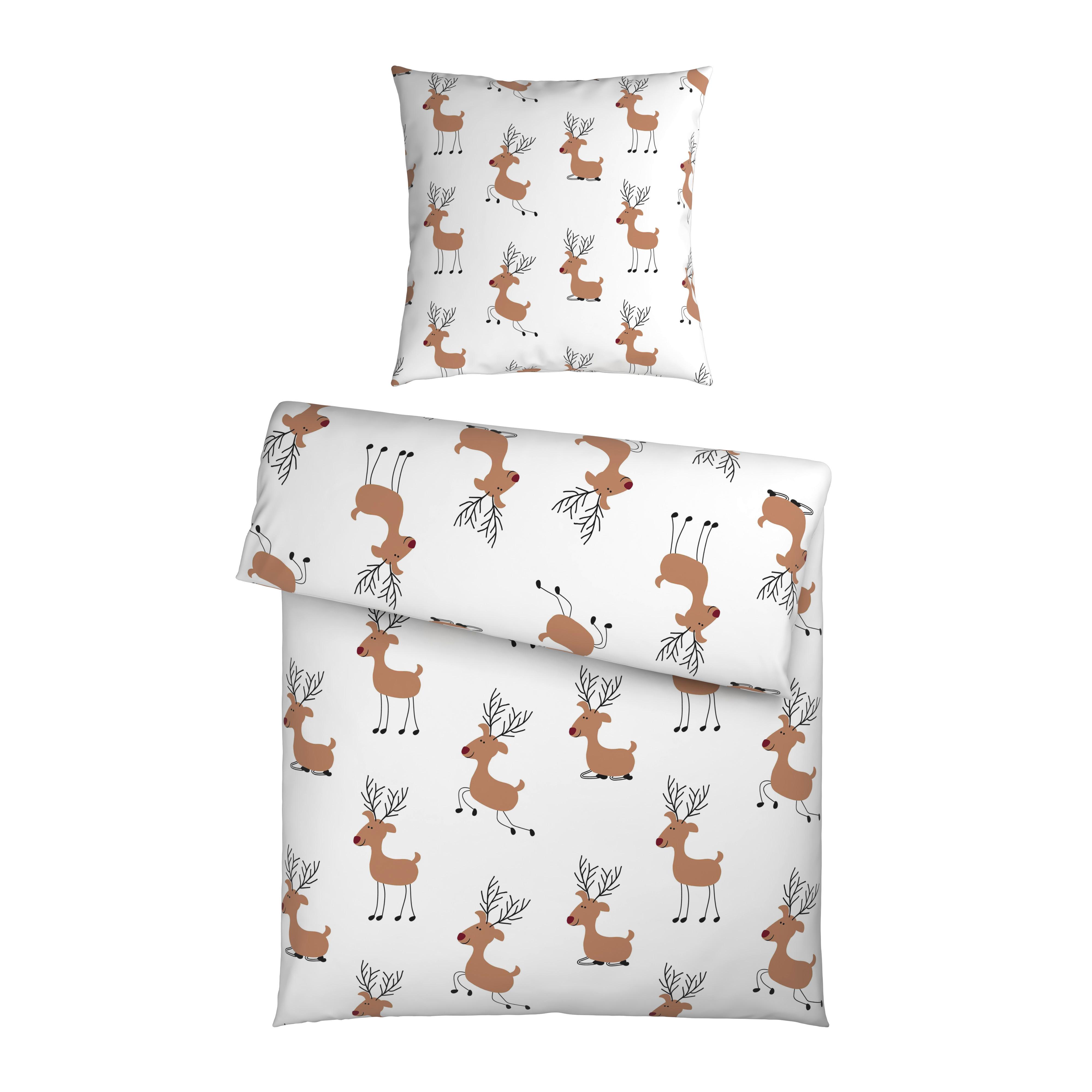 Bettwäsche Timba Weiß ca. 135x200cm - Hellbraun/Weiß, Textil (135/200cm) - Mömax