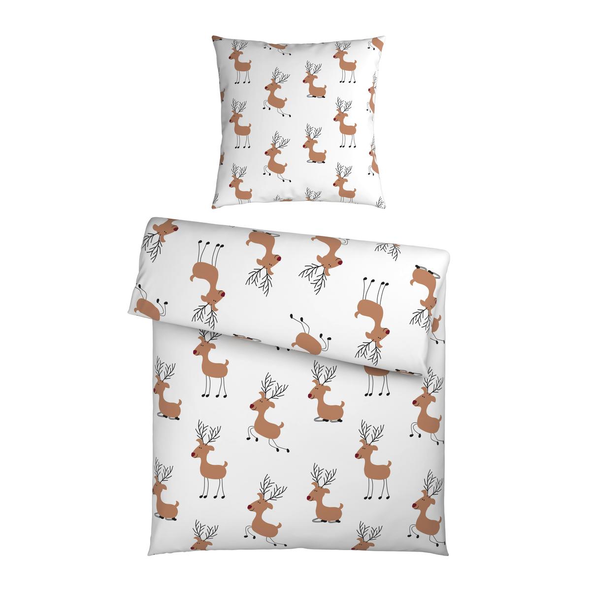 Bettwäsche Timba Weiß ca. 135x200cm - Hellbraun/Weiß, Textil (135/200cm) - Mömax