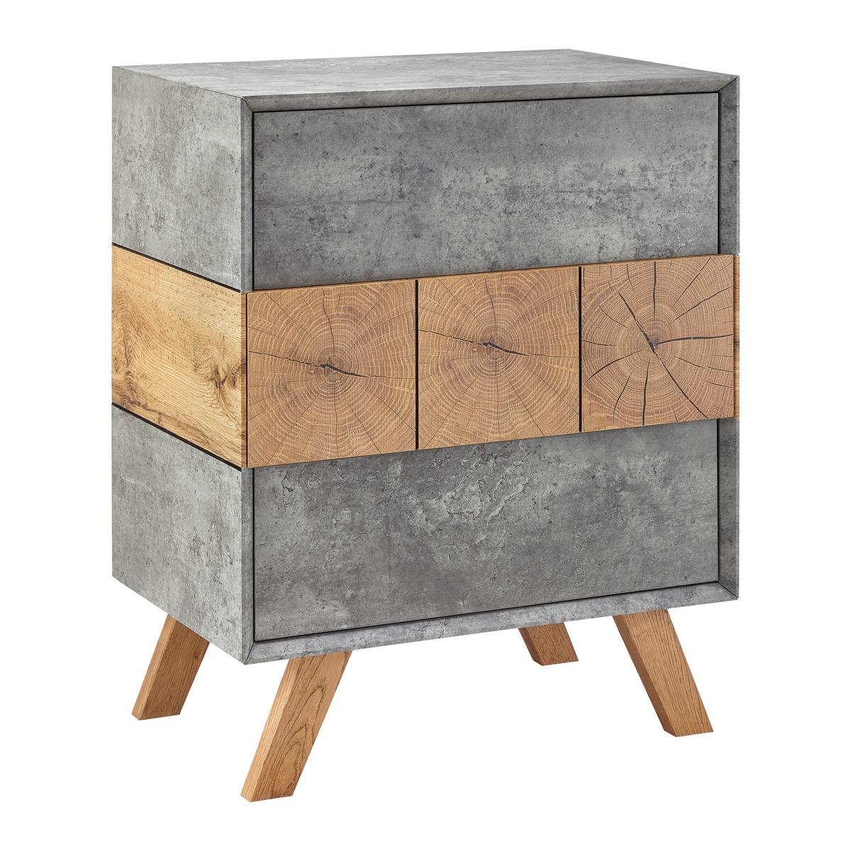Éjjeliszekrény Casper - tölgyfa/szürke, Modern, fa (60/75/40cm) - Bessagi Home