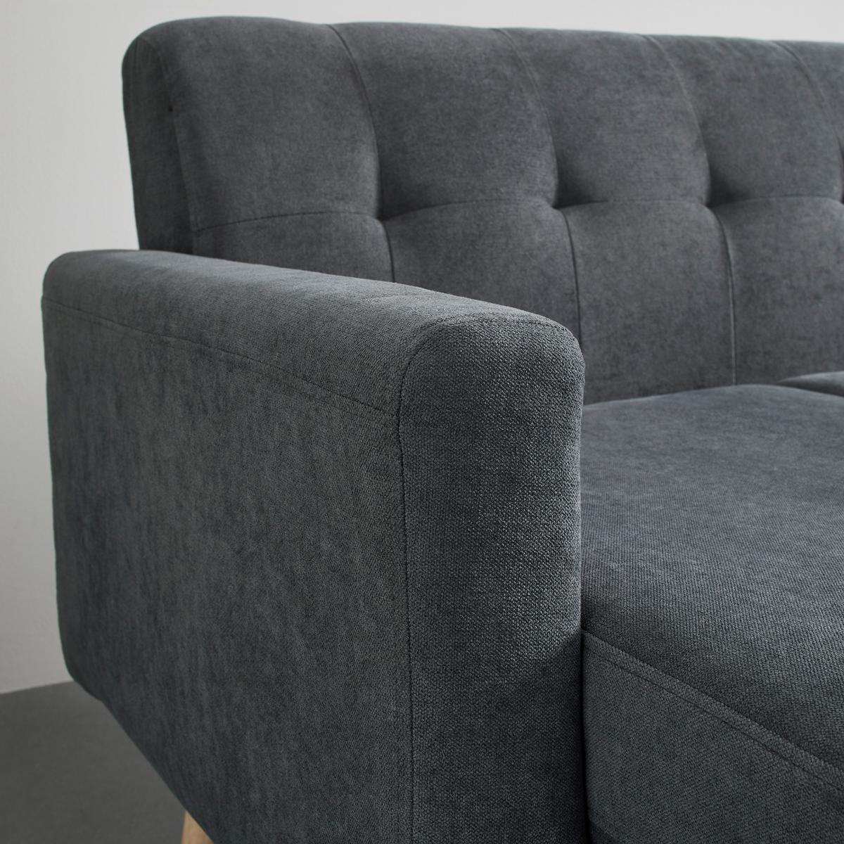 Wohnlandschaft Tamara in Dunkelgrau - Dunkelgrau/Naturfarben, Modern, Holz/Textil (198/83/143cm) - Bessagi Home