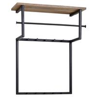 Wandgarderobe Wohnling ca.60x76x26cm Schwarz,Echtholz - Schwarz, MODERN, Holz/Metall (60/76/26cm) - MID.YOU