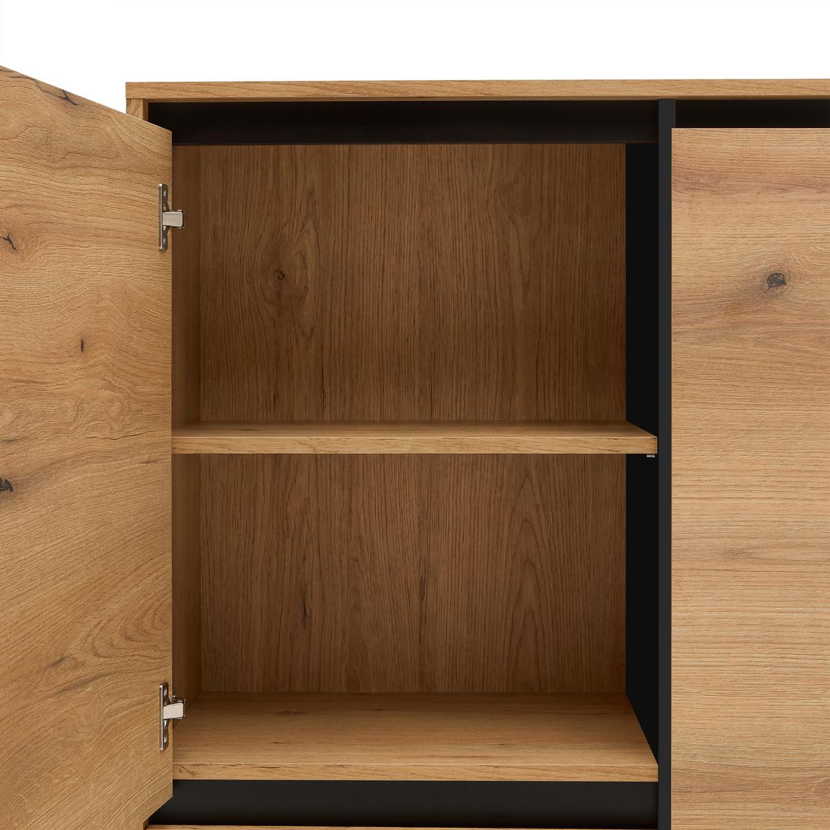 Komoda Puro - boje hrasta/crna, Moderno, drvni materijal (90/140/38cm) - Modern Living