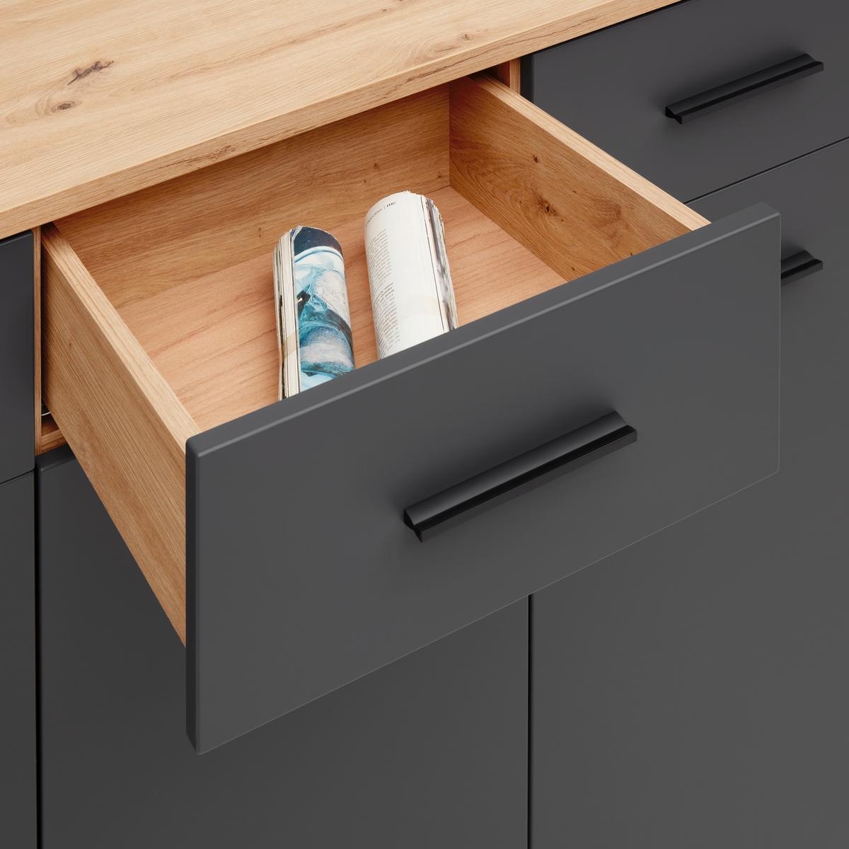 Sideboard Alara Eiche/Anthrazit - Schwarz, MODERN, Holzwerkstoff/Kunststoff (170/87/40cm) - Mömax