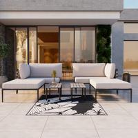 Loungegarnitur Enja Hellgrau Metall/Outdoorstoff +Abdeckung - Hellgrau/Schwarz, MODERN, Kunststoff/Textil (104/60/70cm) - Bessagi Garden