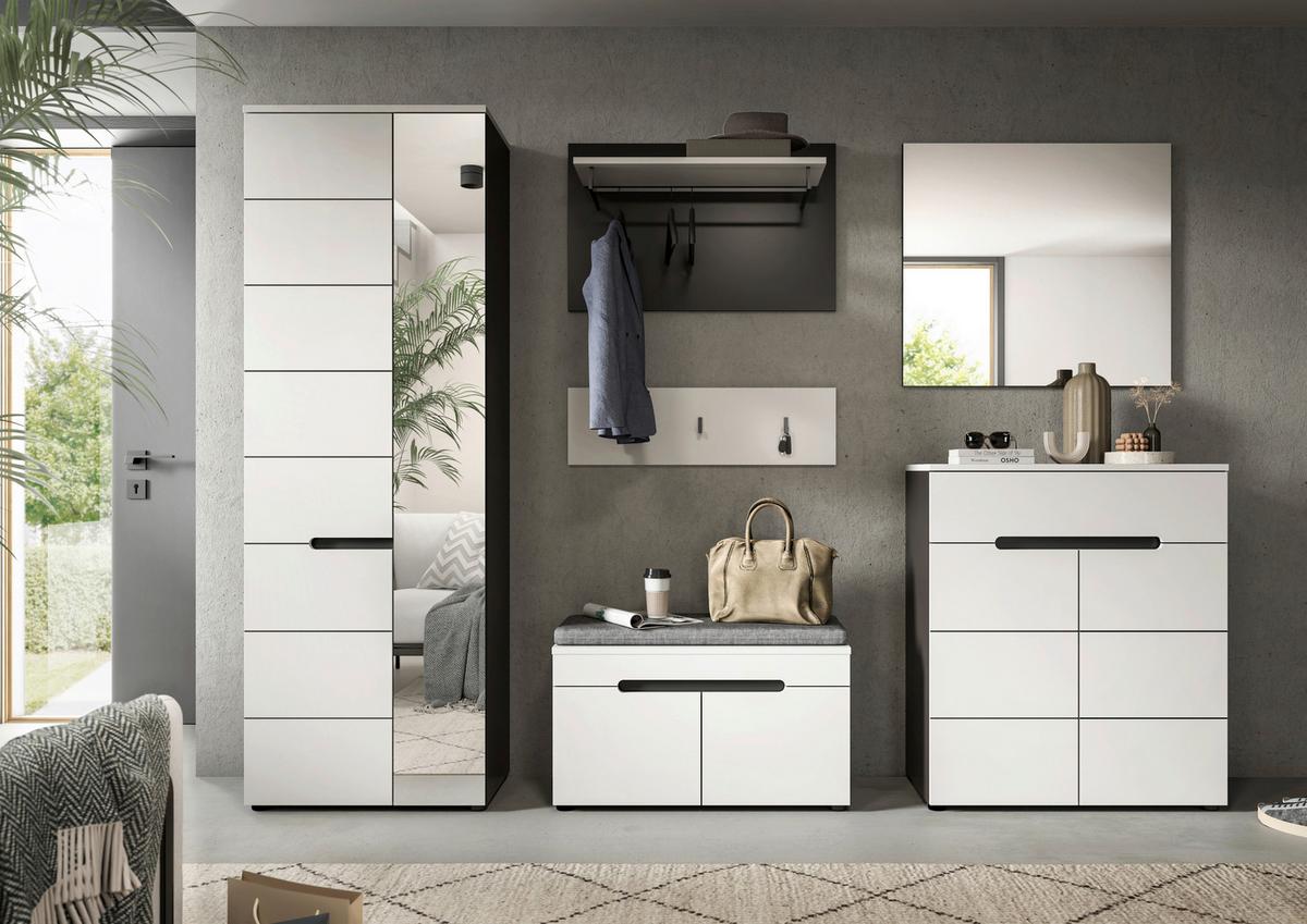 Predsoba Canu, Bela, Siva, Z Blazino, 6-Delna - bela, Design, leseni material (255/190/37cm) - Livetastic