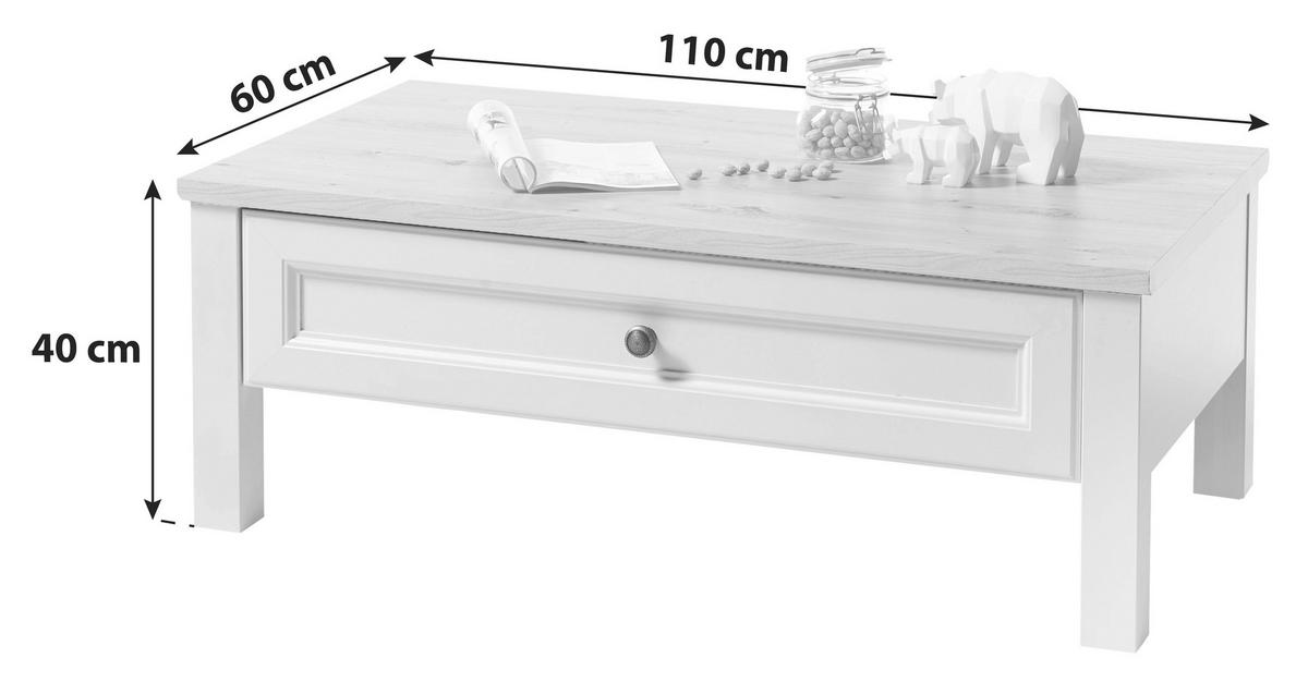 STOLIK KAWOWY TOSKANA - kolor dębowy/biały, Basics, materiał drewnopochodny/metal (110/60/40cm) - MID.YOU