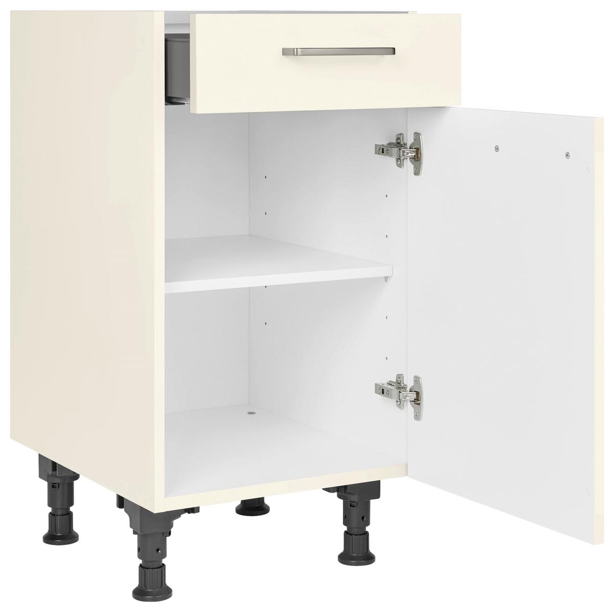 Schubkastenunterschrank Touch Magnolie - Edelstahlfarben/Magnolie, MODERN, Holzwerkstoff/Metall (45/87/56cm) - Nobilia