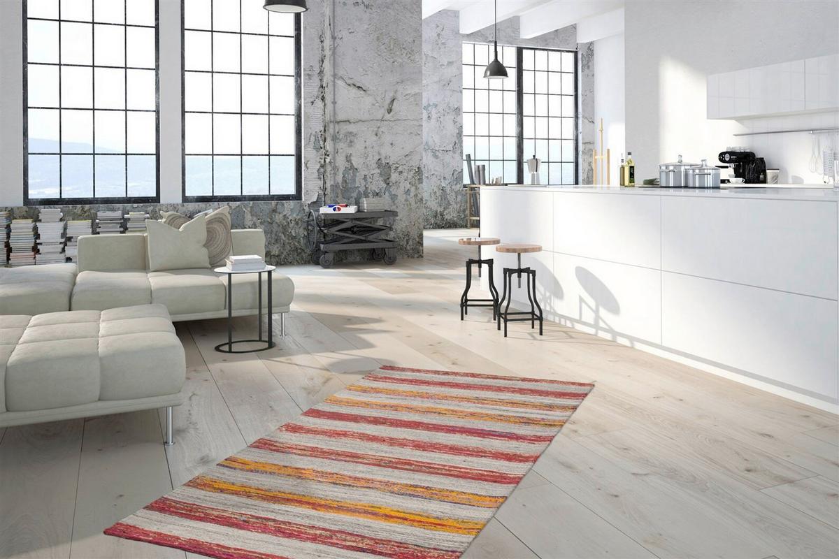 Handwebteppich Duarte 210 Natur / Rot 120x170 - Rot/Naturfarben, Basics, Textil (120/170cm) - Kayoom
