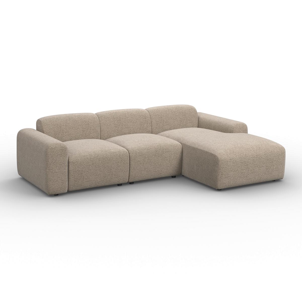 Wohnlandschaft Marlo Chenille Braun - Schwarz/Braun, MODERN, Holz/Kunststoff (263/66/162cm) - Bessagi Home