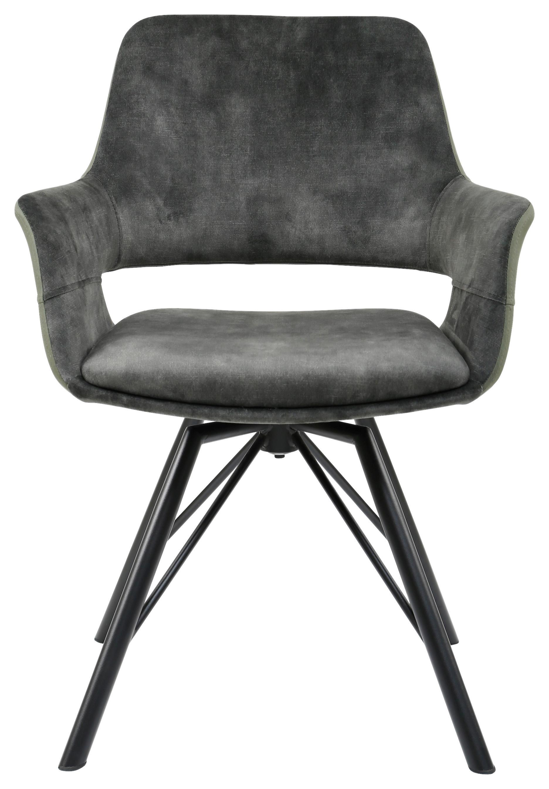 Armlehnstuhl Adriana Grün - Schwarz/Grün, MODERN, Holz/Textil (61/85/63cm) - Mömax