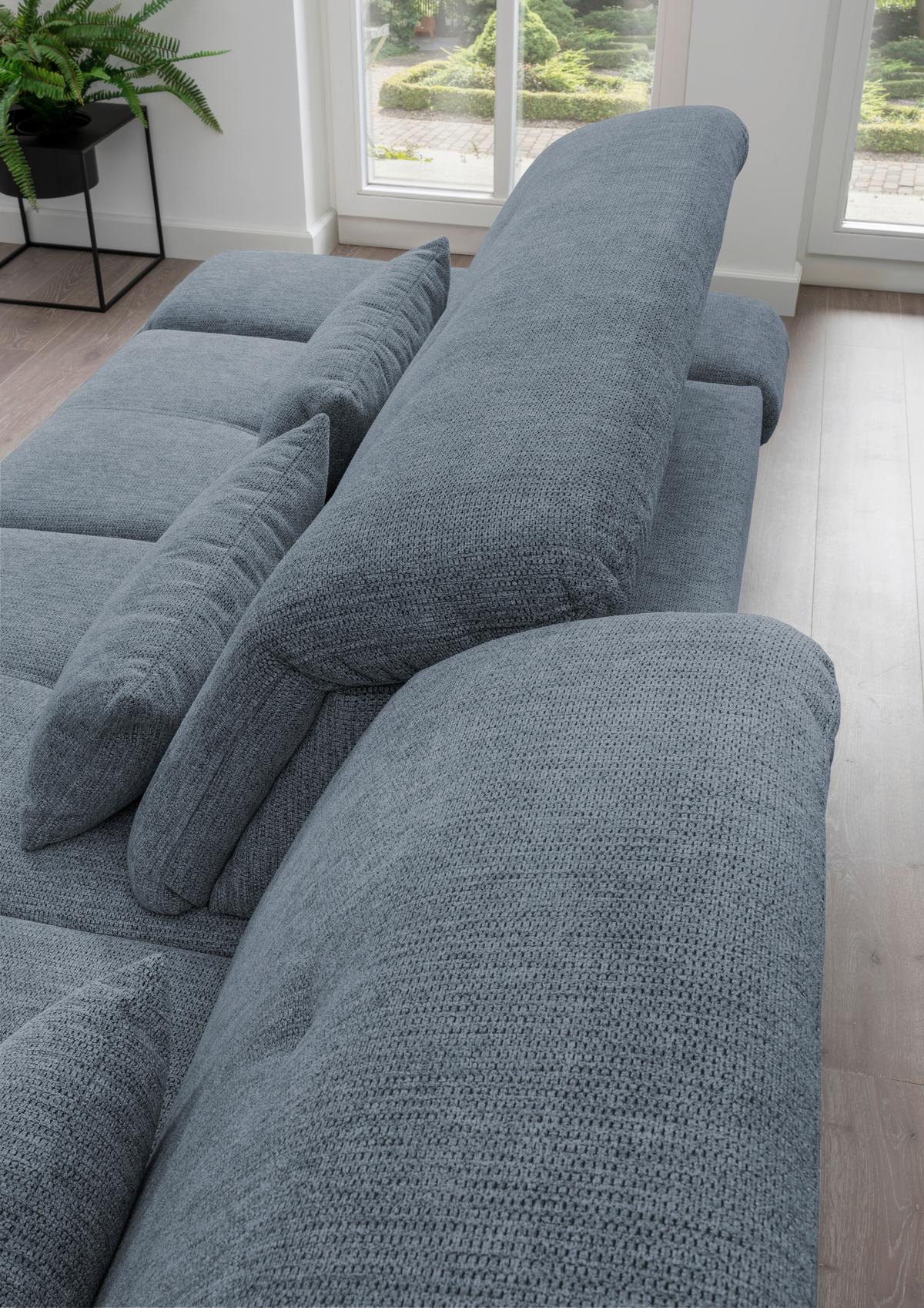 Wohnlandschaft Dalida Hellblau Chenille - Chromfarben/Hellblau, Design, Textil/Metall (300/196cm) - Livetastic