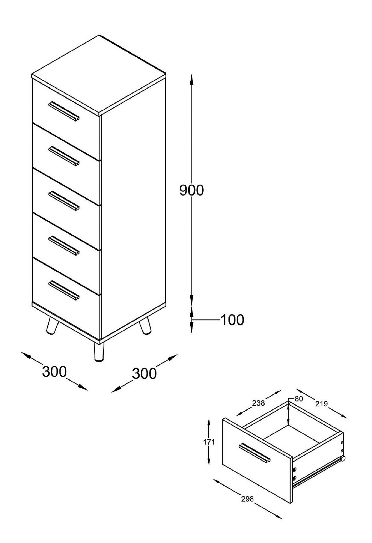 Midischrank Landos ca. 30x100 cm Honigeiche/Weiß - Honigeiche/Silberfarben, MODERN, Holzwerkstoff/Kunststoff (30/100/30cm) - MID.YOU