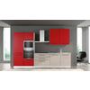 Blok Kuhinja S Aparatima Line 330 - siva/crvena, Konvencionalno, drvo/metal (330/216-240/60cm)