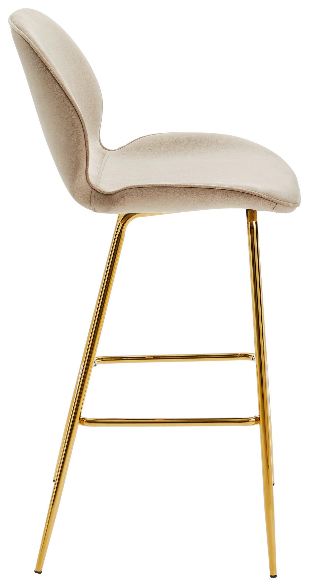 STOŁEK BAROWY ADRIANO BAR - kolor złoty/taupe, Modern, metal/drewno (47/104/55cm) - Livetastic