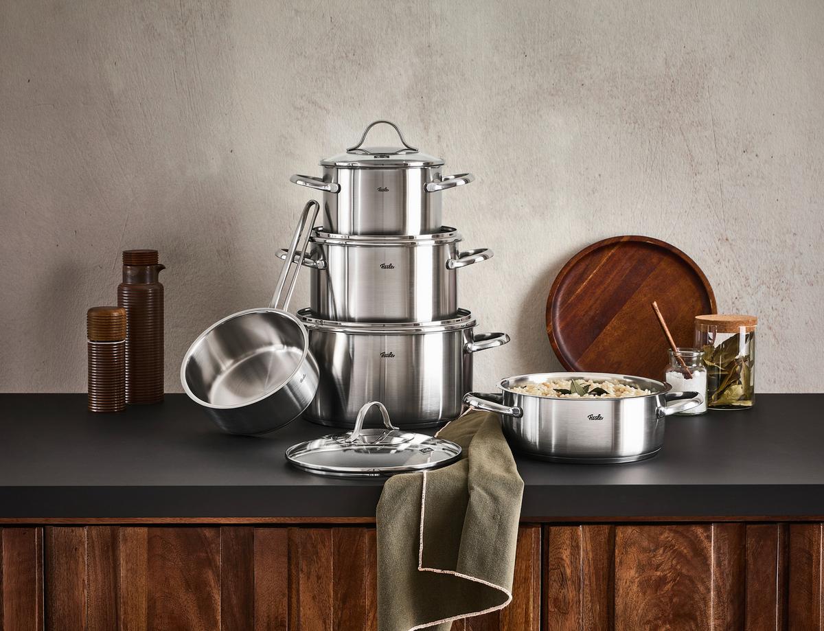 ZESTAW GARNKÓW 00211405000 FISSLER - kolor srebrny/przejrzysty, Basics, metal/szkło - Fissler