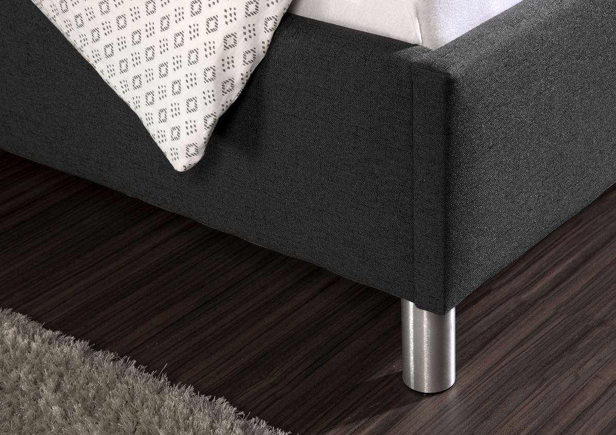 Polsterbett Ray Anthrazit Webstoff ca. 100x200 cm - Anthrazit/Alufarben, MODERN, Textil/Metall (100/200cm) - Livetastic