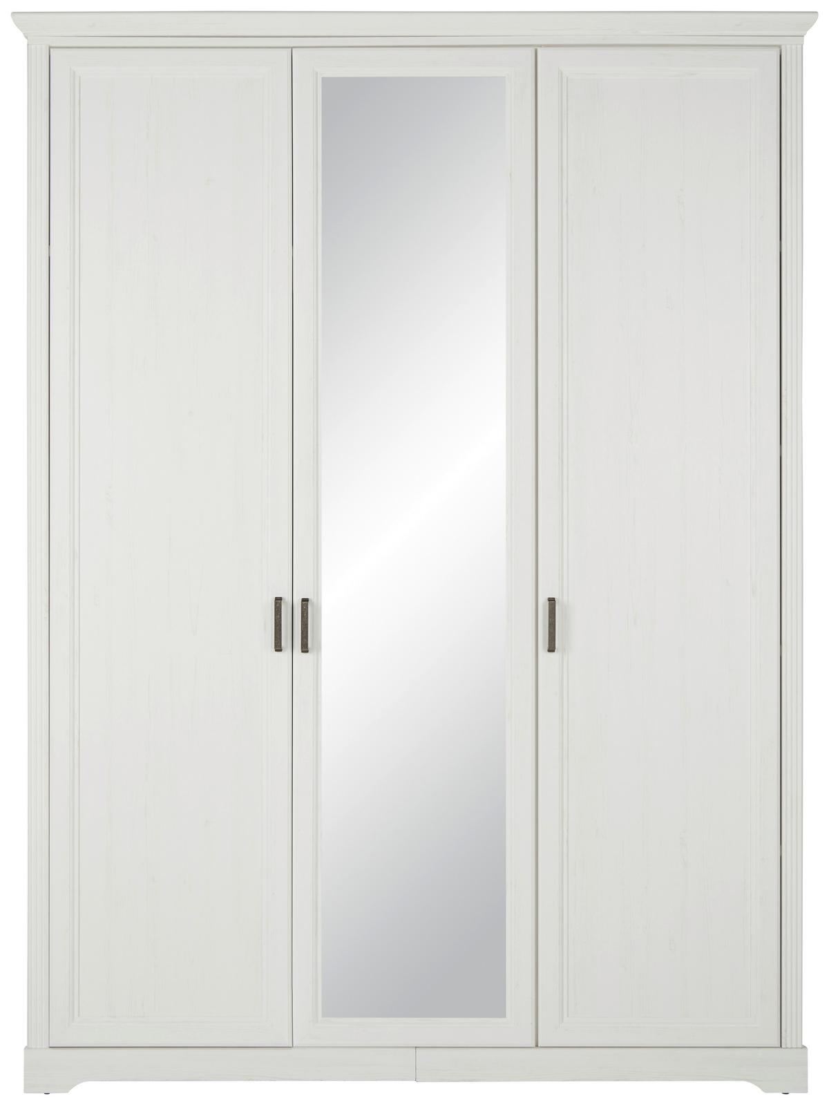 Drehtürenschrank in Weiss - Weiss/Nickelfarben, Romantik / Landhaus, Holzwerkstoff/Metall (160/220/64cm) - Zandiara