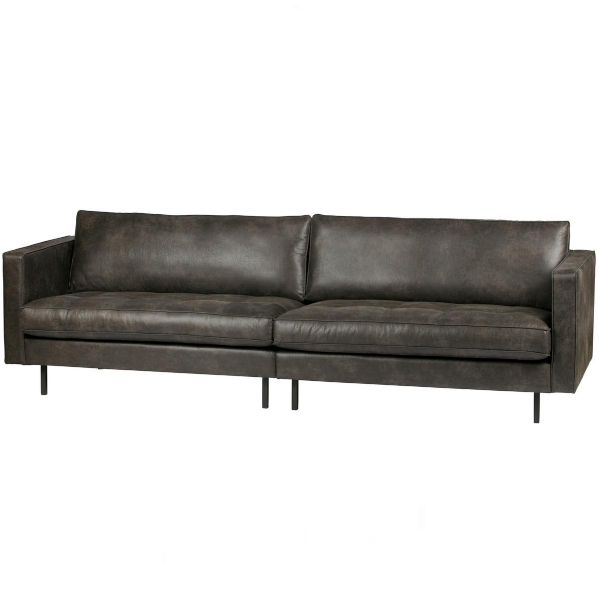 3 Sitzer Sofa Rodeo Classic Schwarz B: 275cm - Schwarz, Design, Leder/Metall (275/83/88cm) - Livetastic